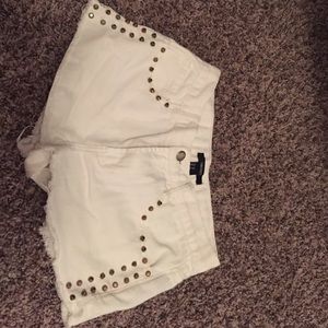 High waisted white jean shorts