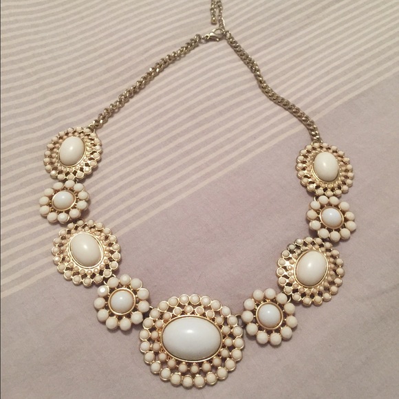 White and gold statement necklace