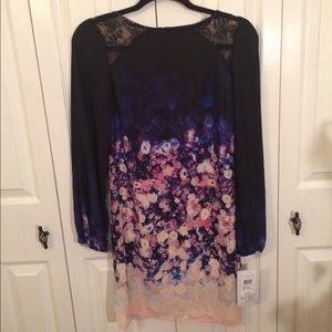 Blurred Neon and Black Floral Dress