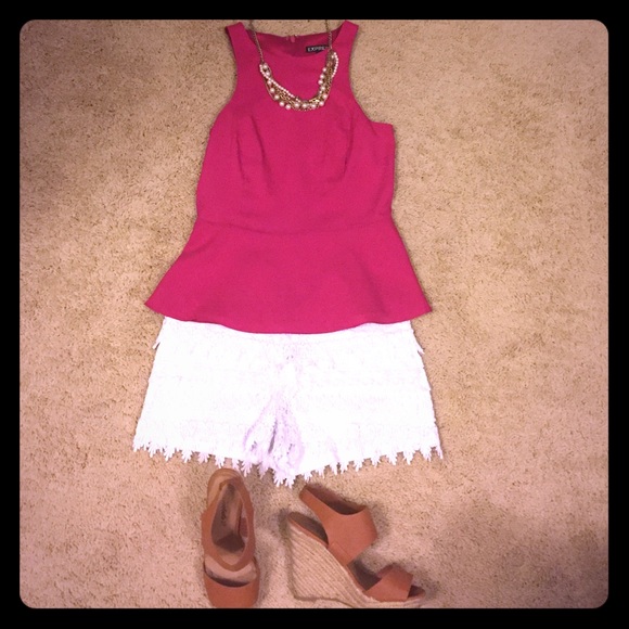 White Express lace shorts