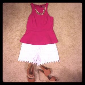 White Express lace shorts