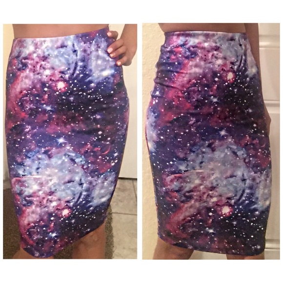 Rue 21 Purple Galaxy Midi Skirt