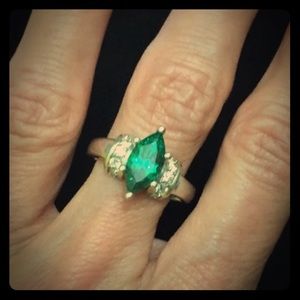 Vintage Emerald CZ Ring Sterling Silver 10