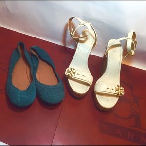 Tory burch wedge lucky brand blue jeans flats