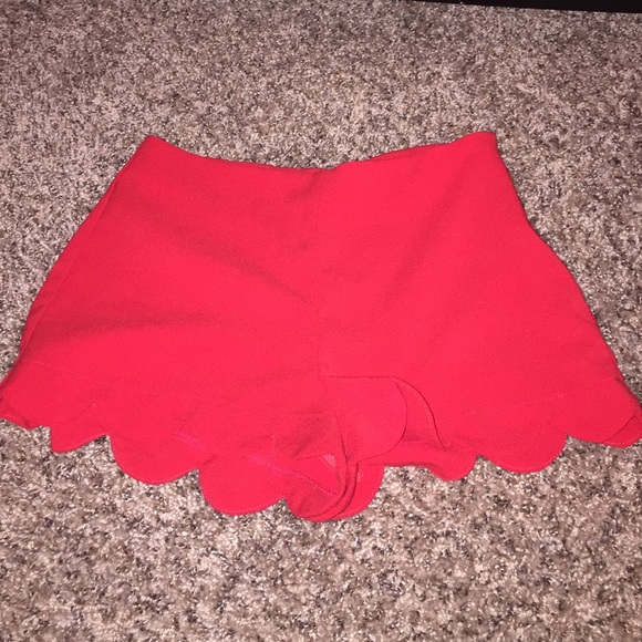 High rise red tulip shorts