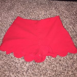 High rise red tulip shorts