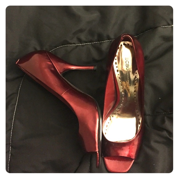 BCBG Red Open Toe Heels