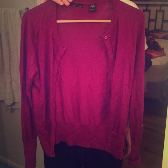 Dark pink silk/cashmere cardigan