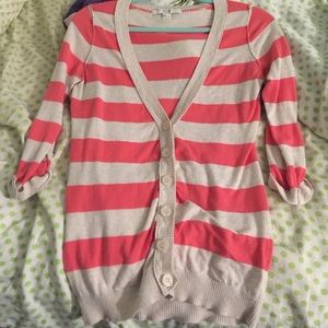 Pink and Creme/white stripped sweater