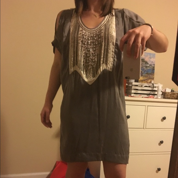 Grey silk cocktail dress