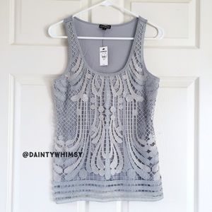 Express Two-Tone Metallic Crochet Tank