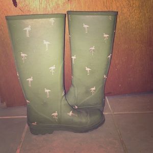 J Crew Flamingo rain boots
