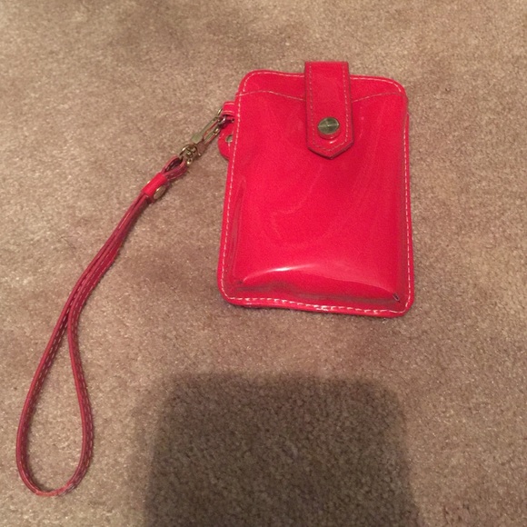 Red phone holder/wristlet