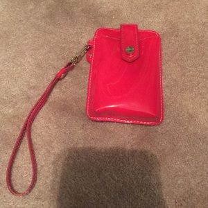 Red phone holder/wristlet