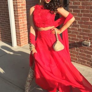 Two piece prom dress.