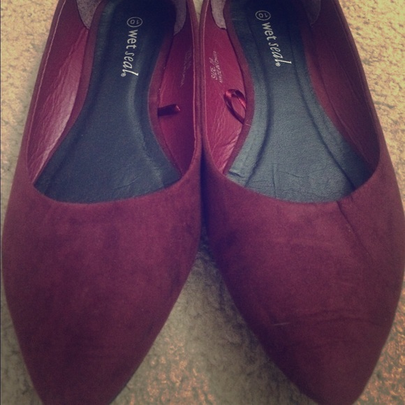 Merlot suede flats