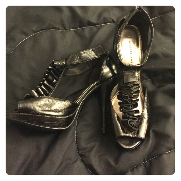 Black Open Toe 4 inch Heel