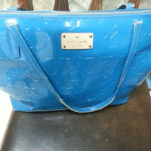 Blue Kate Spade Patent Leather Tote