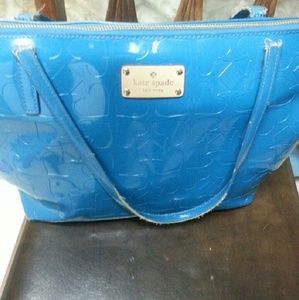 Blue Kate Spade Patent Leather Tote