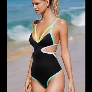 Cutout one piece bathing suit.