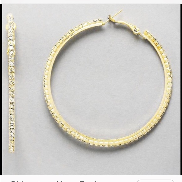 Sale😄Gold & rhinestone hoops - Picture 2 of 3
