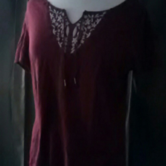 Burgundy 100% cotton made in India boho tee