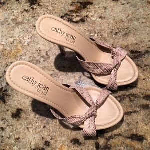Cathy Jean heels, snakeskin look straps