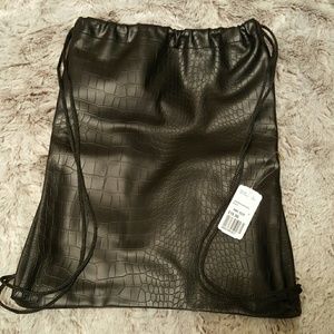 Faux crocodile drawstring backpack