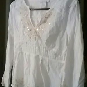 100% cotton with gold sequins, v neck