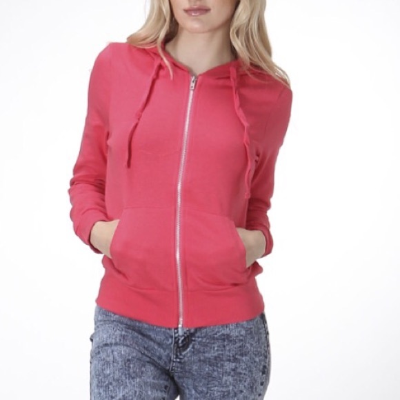 Coral Zip up Sweater - Picture 1 of 2