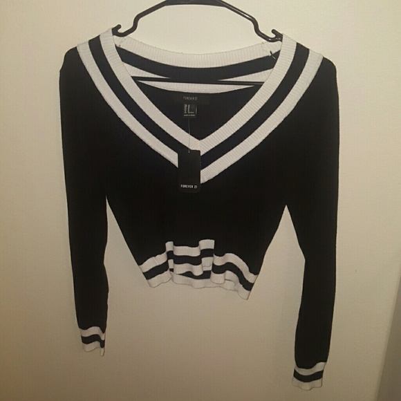 Black and White "VARSITY" Sweater Forever 21