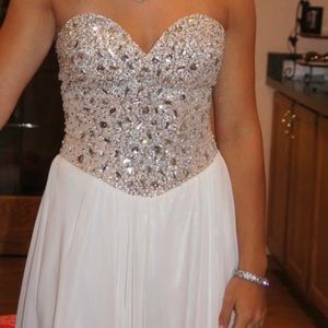 White jeweled prom dress