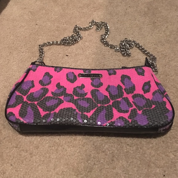 Sequined cheetah satchel