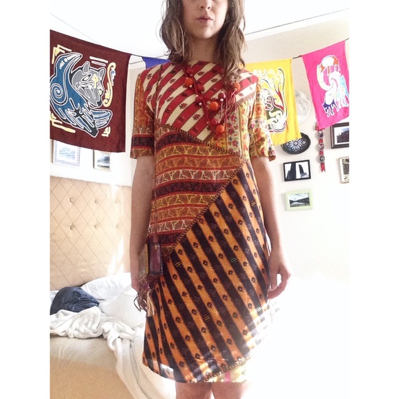 Mix fabric shift dress