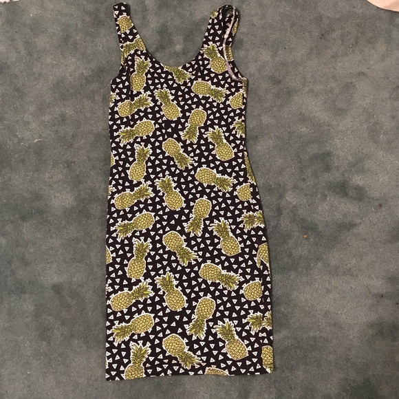 Pineapple print bodycon dress