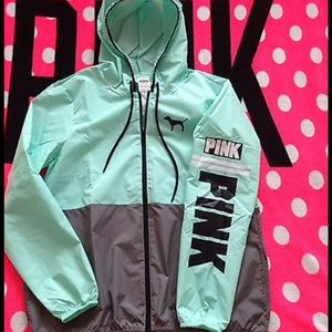 Victorias Secret mint and gray windbreaker jacket