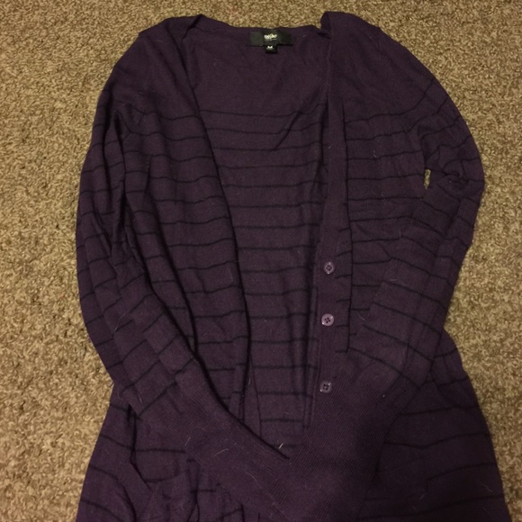 Plum and black striped cardigan