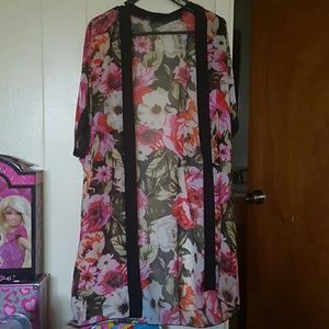 Long floral cardigan