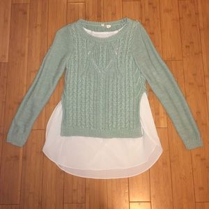 Anthro/Moth teal sweater w/ sheer undershirt
