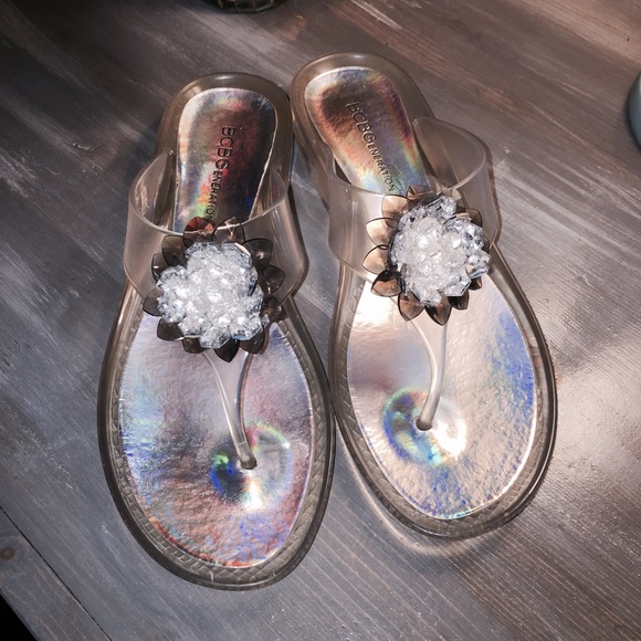 BCBGeneration Clear Sandals with Flower Size 9