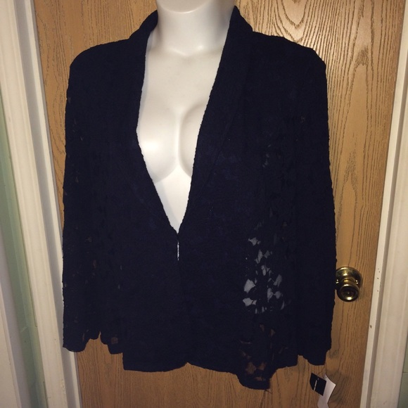 INC International Concepts Jackets & Blazers - Plus size navy blue lace blazer