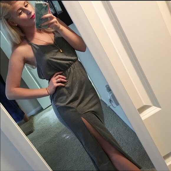 SALE 💙 Gray maxi dress charcoal sexy open - Picture 4 of 4