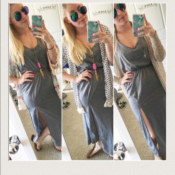 SALE 💙 Gray maxi dress charcoal sexy open - Picture 3 of 4
