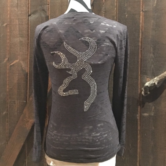 Zeanna Outfitters Tops - Killer Burnout V Neck with Browning Bling