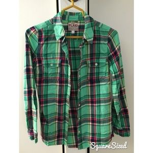 Flannel mint plaid shirt