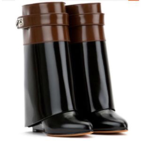 Genuine Leather colorblock fold over boots