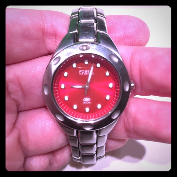 Fossil Blue Watch Red Face Sale, 58 