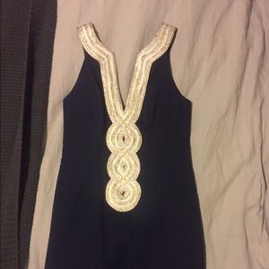 Lilly navy shift dress