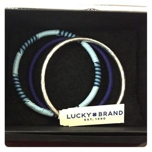 Lucky Brand Silver Blue Thread - Wrap Bracelet Set