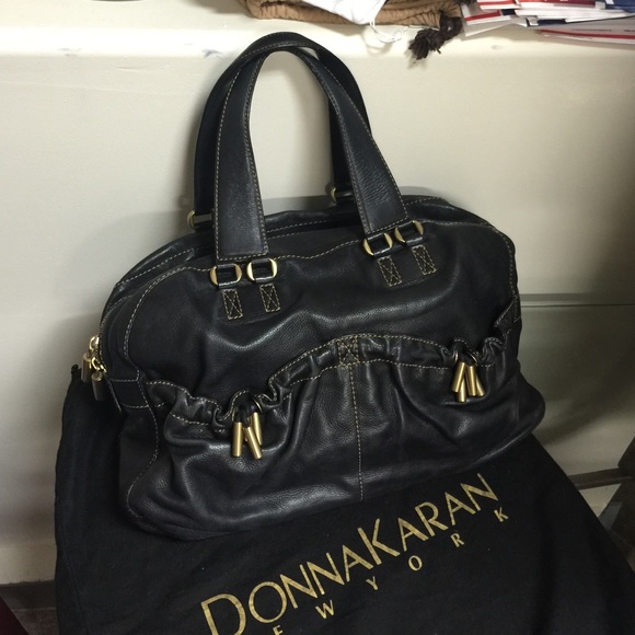 DKNY LEATHER SATCHEL AND BRASS HARDWARE
